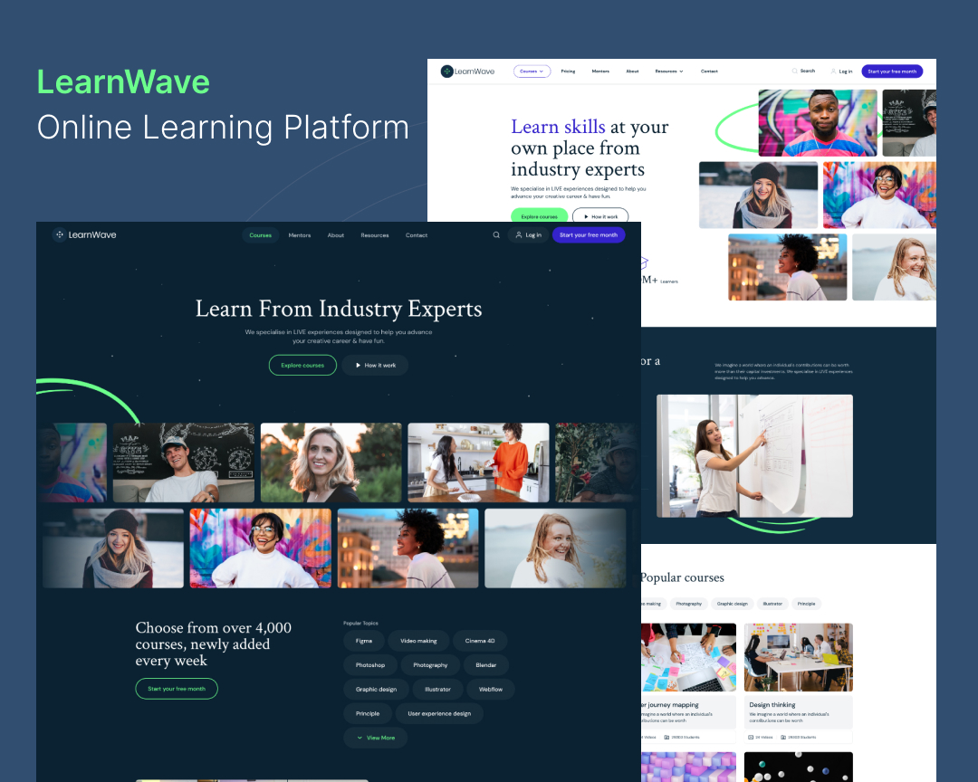 LearnWave – Online Learning Platform Figma Template