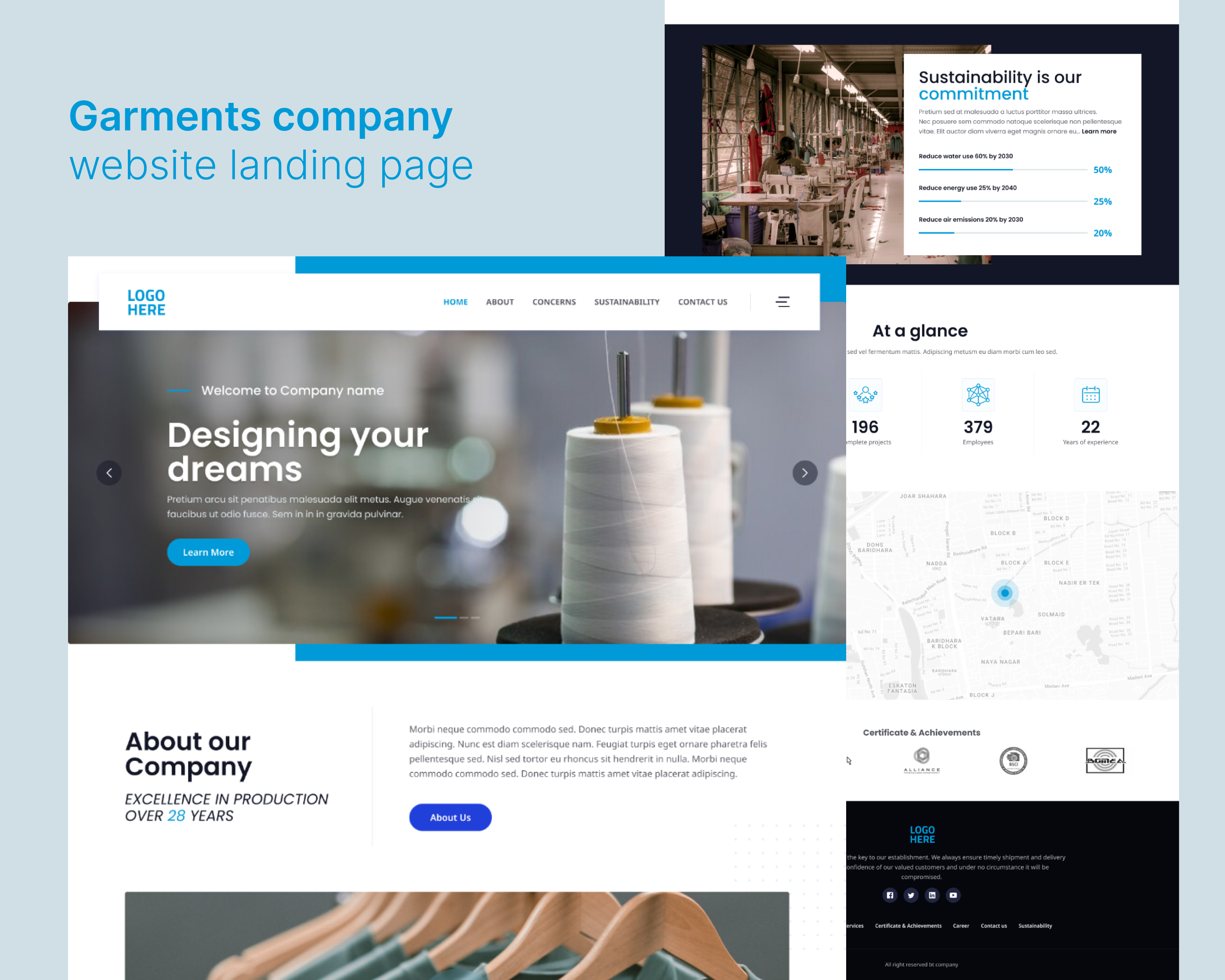 Garments company landing page