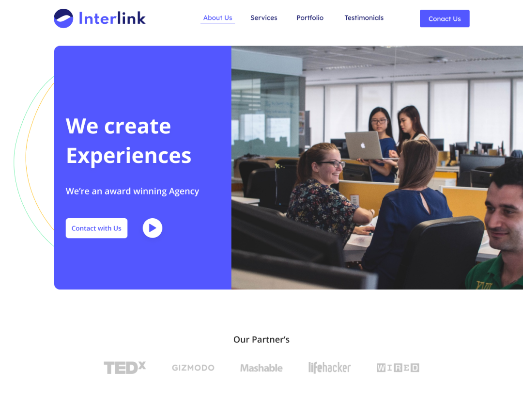 Interlink portfolio web template figma