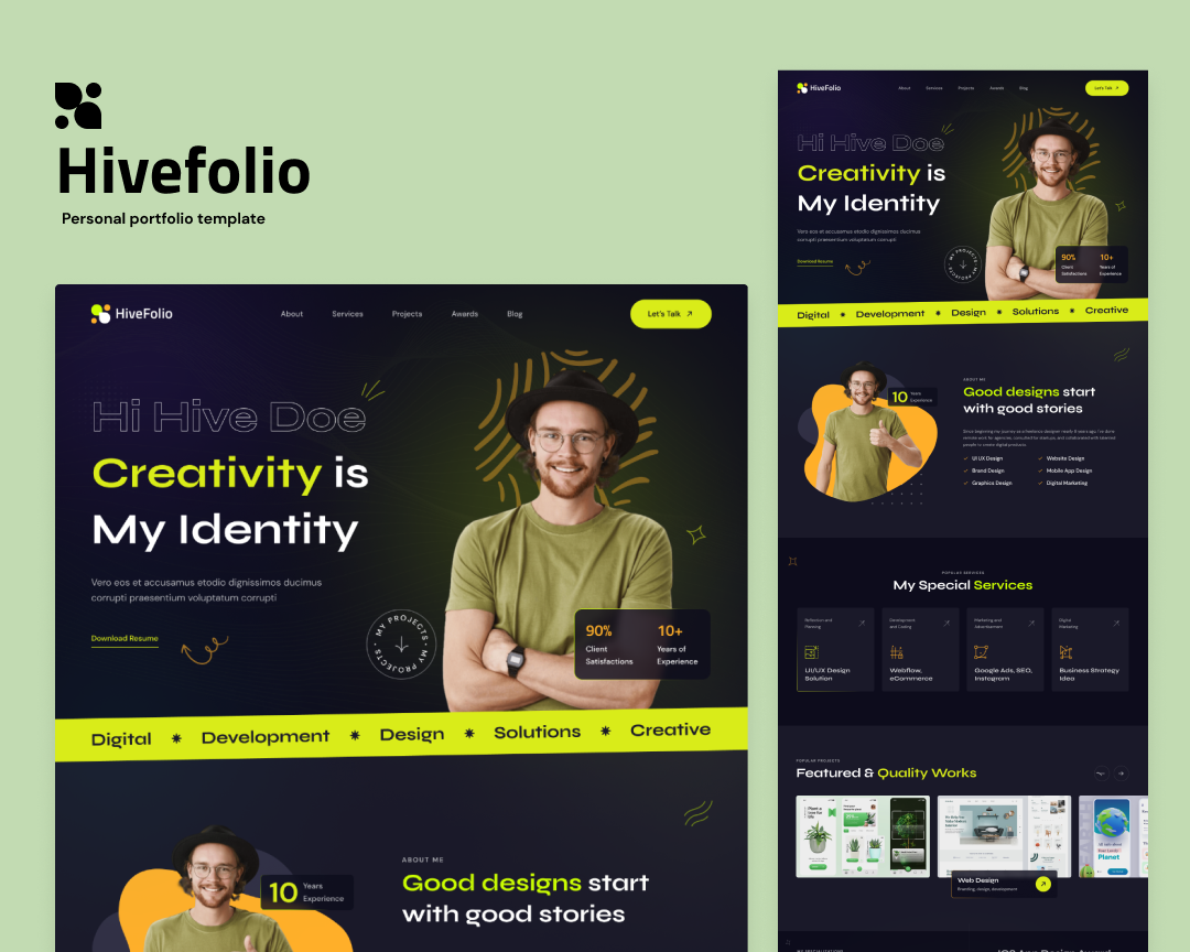 Hivefolio creative website design template figma