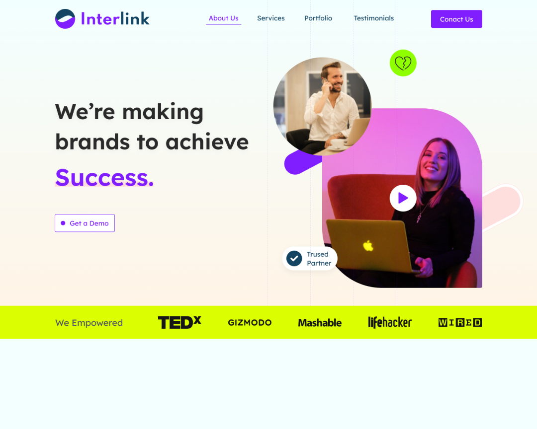 Interlink personal website figma template